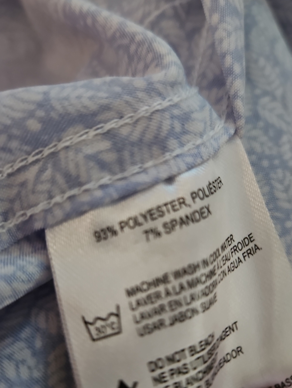 MENS INTERNATIONAL REPORT BLUE/WHITE 4 WAY STRETCH SHIRT SZ L - Picture 6 of 6